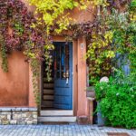 door, building, vegetation